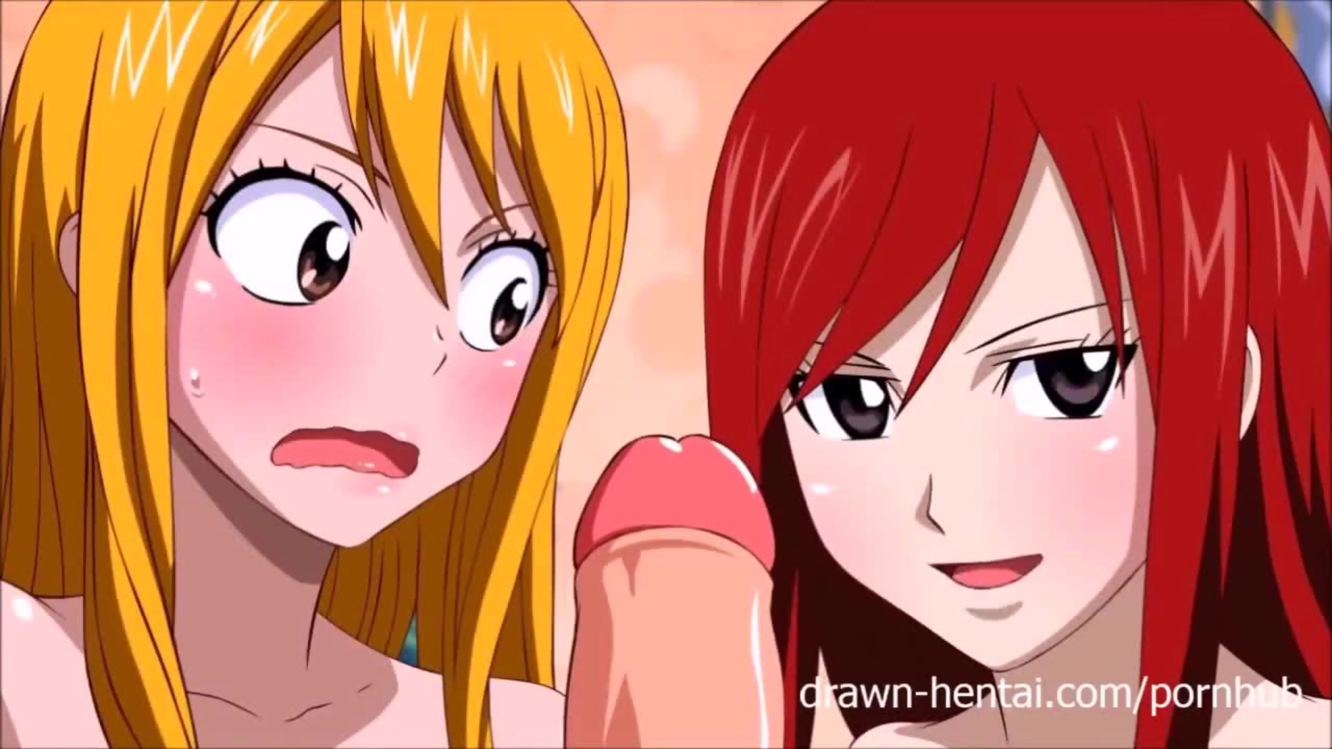 Fairy Tail Porn Natsu fucks Erza and Lucy in their wet driping pussies