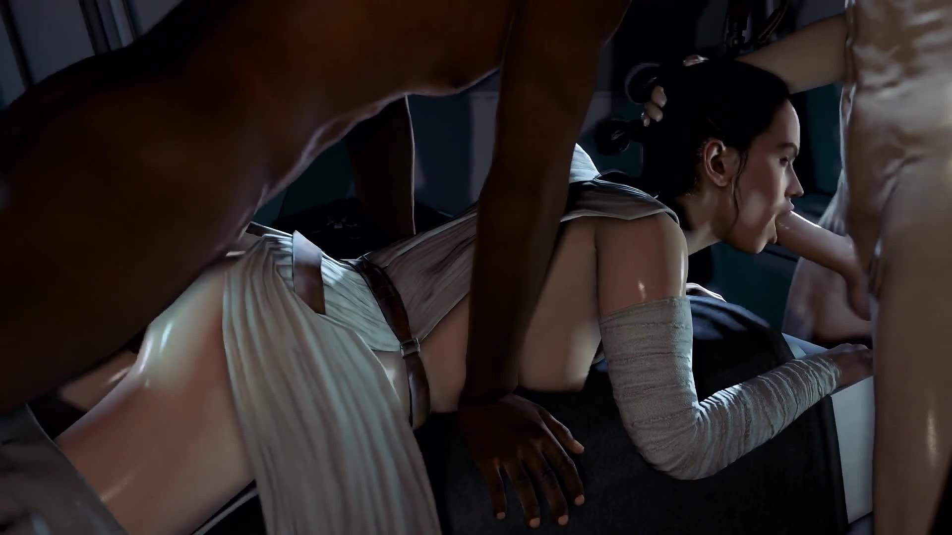 Star Whores The Slut Awakens Rey gets threesome rough anal fuck with stormtroopers