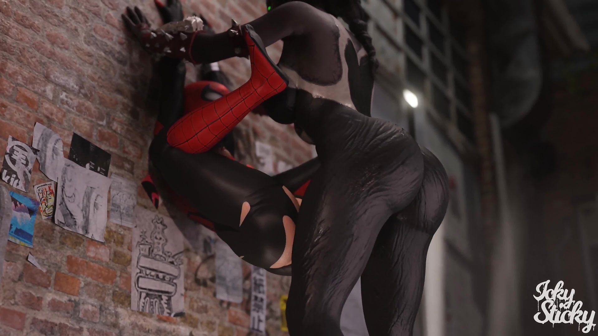 Spider Girl falls into a trap and gets fucked by big futanari cock