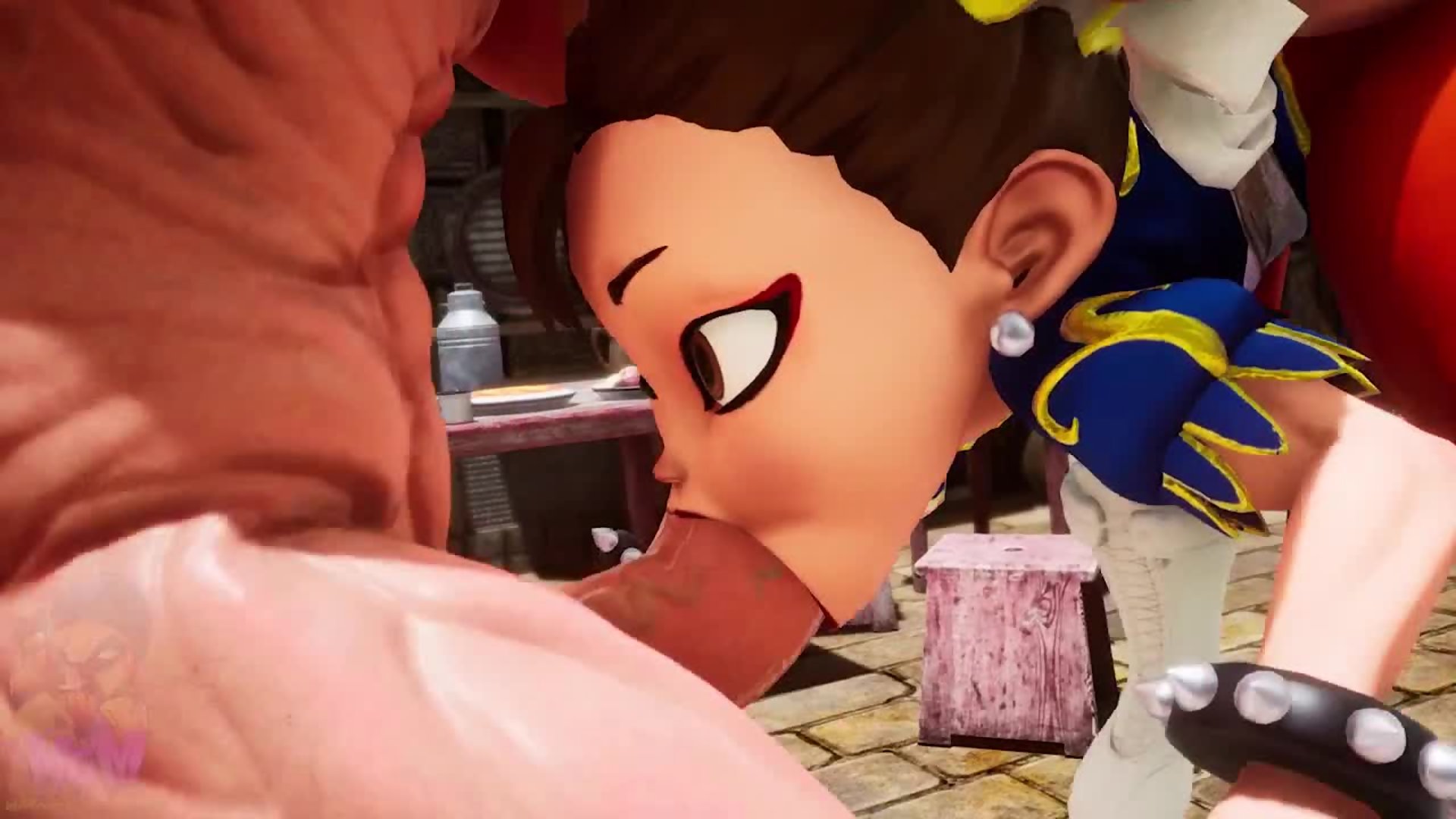 Chun Li gets roughly face fucked and pussy slammed in street fight